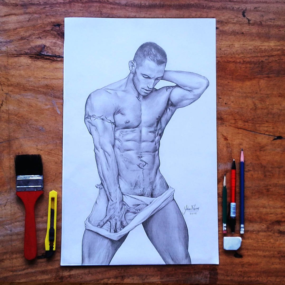 "Reflejo de fuerza" Dibujo en Grafito