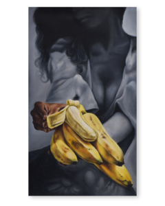Pintura al óleo hiperrealista de racimo de bananos caribeños – obra original de Yohan Pixone